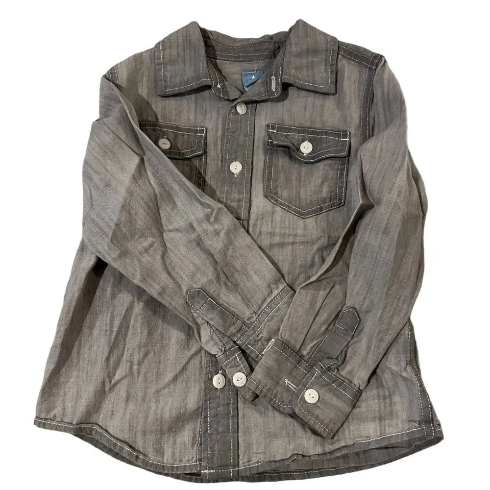 Baby Gap grey‎ denim long sleeved button shirt size 5